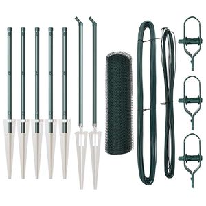 vidaXL Se&scaron;stūra žogs ar stabu 10 x 0,8 m PVC pārklāts tērauds Zaļa