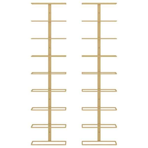 vidaXL vīna pudeļu sienas plaukti 9 pudelēm, 2 gab., zeltaina dzelzs
