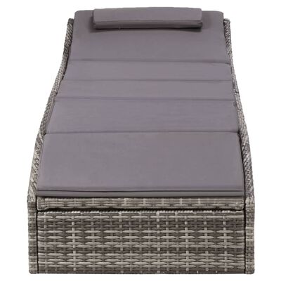 vidaXL sauļošanās gulta ar matraci, pelēka, PE pinums