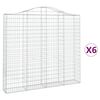 vidaXL arkveida gabiona grozi, 6 gb., 200x30x180/200cm, cinkota dzelzs