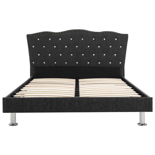 vidaXL gulta ar matraci, tum&scaron;i pelēks audums, 140x200 cm