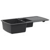 vidaXL Virtuves izlietne ar divām basām Granit 96 x 50 x 31 cm Grafīta