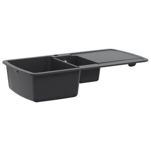 vidaXL Virtuves izlietne ar divām basām Granit 96 x 50 x 31 cm Grafīta