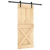vidaXL Slīdo&scaron;ās durvis Dabiska un melna 85 x 210 cm Cieta priedes koks
