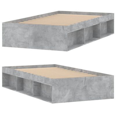 vidaXL gultas rāmis, betona pelēks, 90x190 cm