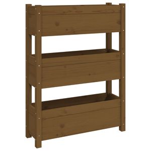 vidaXL puķu kaste, medus brūna, 77x25x104,5 cm, priedes masīvkoks