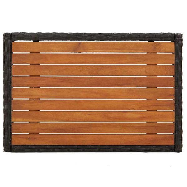 vidaXL atgāžami dārza krēsli ar galdiņu, 2 gab., melna PE rotangpalma