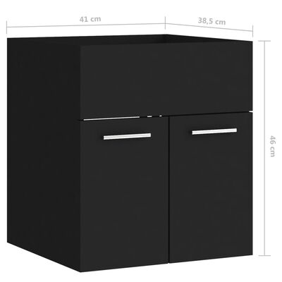 vidaXL izlietnes skapītis, melns, 41x38,5x46 cm, skaidu plāksne