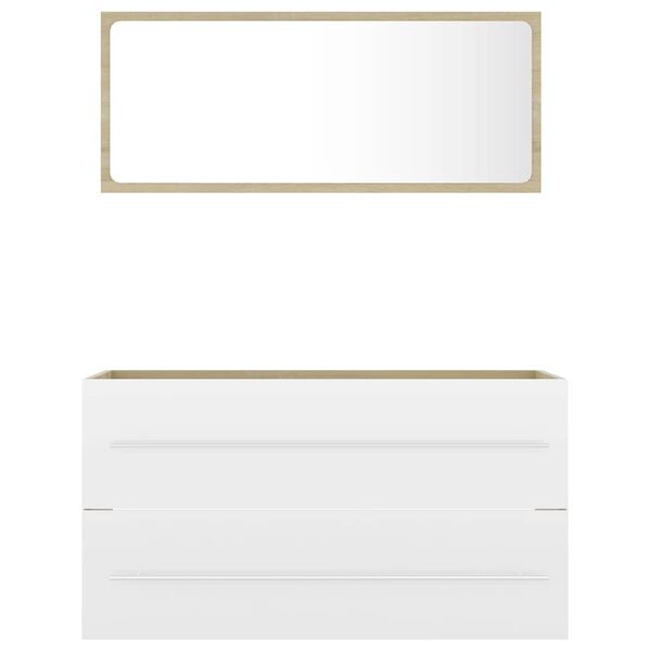 vidaXL 2-daļīgs vannasistabas mēbeļu komplekts balta inženierijas koks