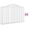 vidaXL arkveida gabiona grozi, 2 gb., 200x30x120/140cm, cinkota dzelzs