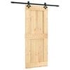 vidaXL Slīdo&scaron;ās durvis Dabiska un melna 85 x 210 cm Cieta priedes koks