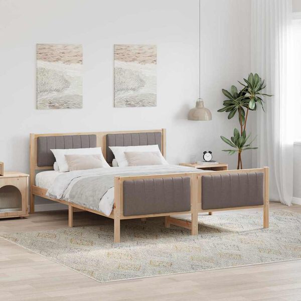 vidaXL Gultas rāmis Braun un taupe 160 x 200 cm Priedes masīvkoks