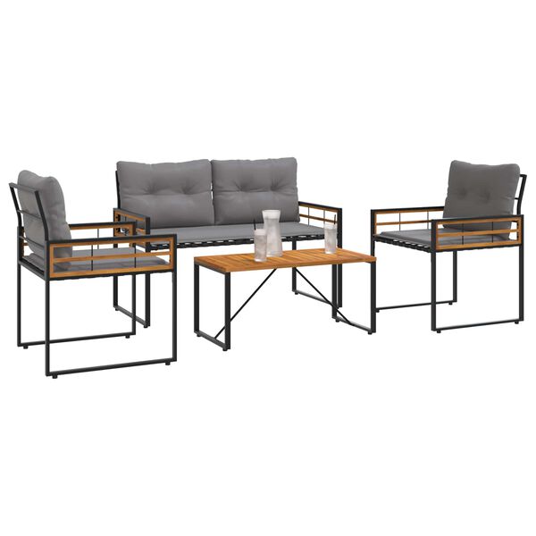 vidaXL Āra mēbeļu komplekts ar spilvenu 4 pcs Gaiši pelēks