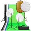 vidaXL fotostudijas komplekts &ndash; gaismas, fons, reflektors