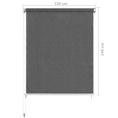 vidaXL āra ruļļu žalūzijas, 120x140 cm, antracītpelēkas