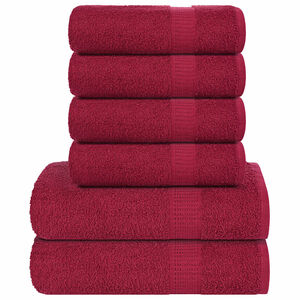 vidaXL 6 daļu dvieļu komplekts, FROGN, bordo, 360 g/m&sup2;