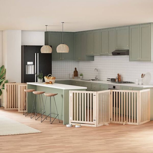 vidaXL suņu vārti ar durvīm, salokāmi, 12 paneļi, 960 cm, papeles koks