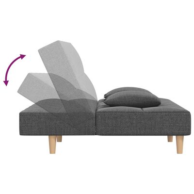 vidaXL 2-vietīga dīvāngulta ar diviem spilveniem, gaiši pelēks audums