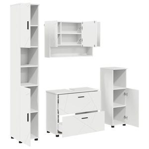 vidaXL Vannas istabas mēbeļu komplekts ar atvilktni 4 pcs Balts