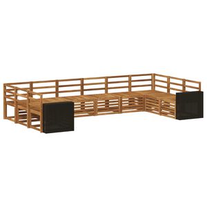 vidaXL Stūru dīvānu komplekts 10 pcs Dabiska Cietā akācijas koks