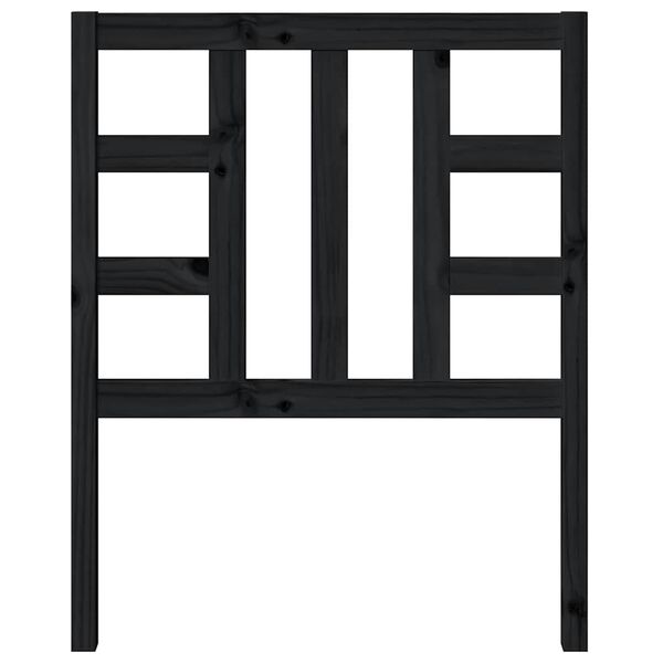 vidaXL gultas galvgalis, melns, 81x4x100 cm, priedes masīvkoks