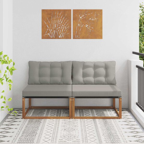 vidaXL 2 Gabals Āra vidējā dīvāns Cietā akācijas koks Dabiska