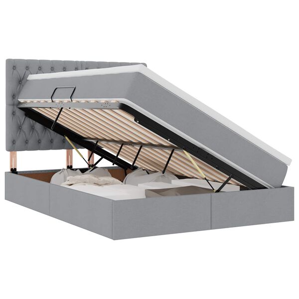 vidaXL Gulta ar uzglabā&scaron;anas vietu un matraci ar matraci Gai&scaron;i pelēks