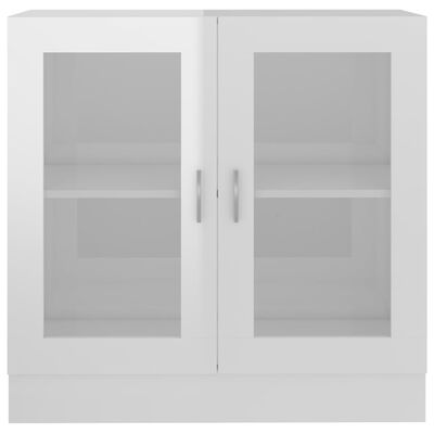 vidaXL vitrīna, spīdīgi balta, 82,5x30,5x80 cm, skaidu plāksne