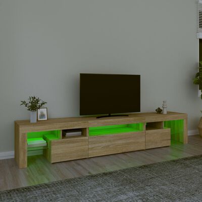 vidaXL TV skapītis ar LED apgaismojumu, ozolkoka krāsa, 215x36,5x40 cm