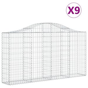 vidaXL arkveida gabiona grozi, 9 gb., 200x30x100/120cm, cinkota dzelzs