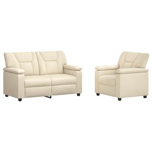 vidaXL Dīvānu komplekts 2 pcs Krēmkrāsa Mākslīgā āda