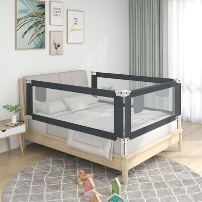 vidaXL bērnu gultas aizsargbarjera, tumši pelēka, 190x25 cm, audums