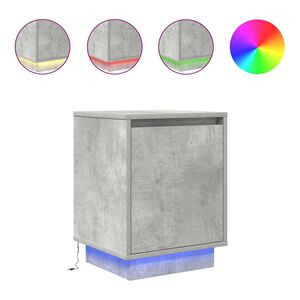 vidaXL naktsskapītis ar LED gaismām Betons pelēks 38x34x50 cm
