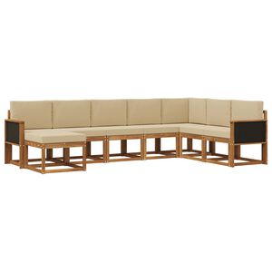vidaXL Āra dīvānu komplekts 8 pcs Dabisks un bē&scaron;s Cietā akācijas koks