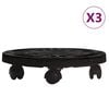 vidaXL podu paliktņi ar riteņiem, 3 gab., &Oslash;30 cm, melni, 170 kg