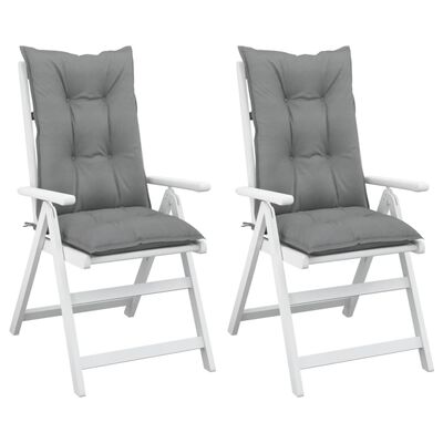 vidaXL dārza krēslu spilveni, 2 gab., pelēki, 120x50x7 cm, audums