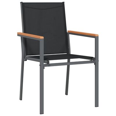 vidaXL dārza krēsli, 2 gb, 55x61,5x90 cm, tekstilēns un tērauds, melni
