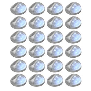 vidaXL āra solārās sienas lampas, LED, 24 gab., apaļas, sudraba krāsa