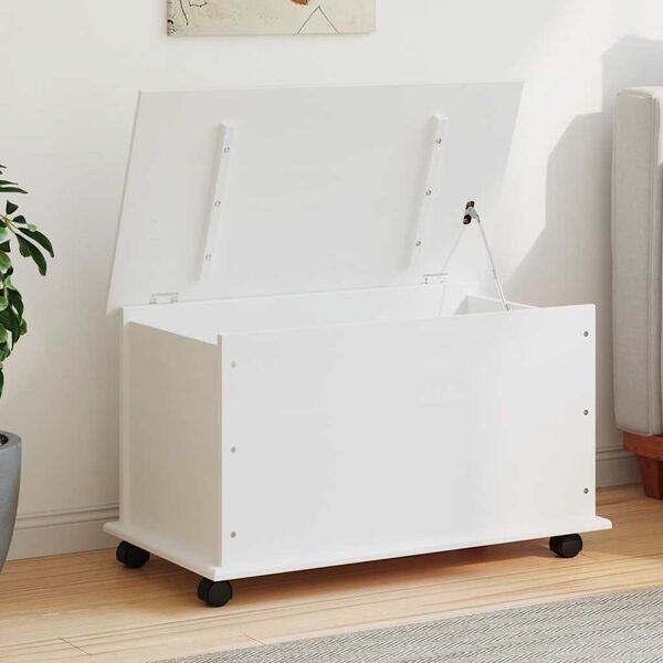 vidaXL lāde ar riteņiem ALTA, balta, 73x39,5x43 cm, priedes masīvkoks