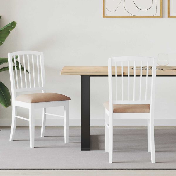vidaXL Ēdamkrēsli 2 pcs Balts 50 x 52,5 x 91 cm Ciets gumijas koks