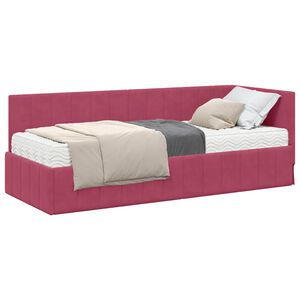 vidaXL Stūra gultas rāmis ar matrači 2 gab. Vīna sarkans 80 x 200 cm
