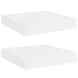 vidaXL sienas plaukti, 2 gab., spīdīgi balti, 23x23,5x3,8 cm, MDF