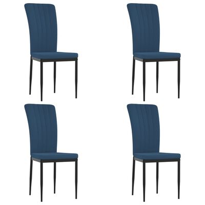 vidaXL virtuves krēsli, 4 gab., zils samts