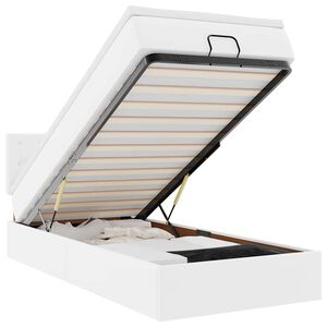 vidaXL Osmaņu gulta ar matrača, balts, 80x200cm, mākslīgā āda