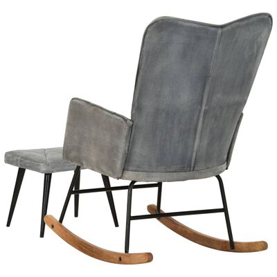 vidaXL šūpuļkrēsls ar kājsoliņu, pelēks vintāžas audums