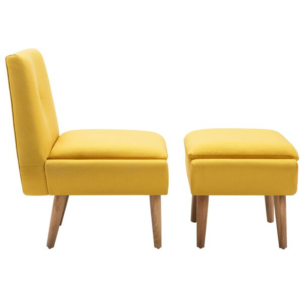 vidaXL atpūtas krēsls ar kājsoliņu, dzeltens audums