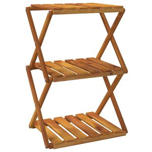 vidaXL saliekams plaukts ar 3 līmeņiem, 43x31x63cm, akācijas masīvkoks