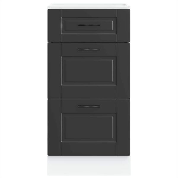 vidaXL virtuves pamatnes skapītis "Porto", melns, inženierkoks