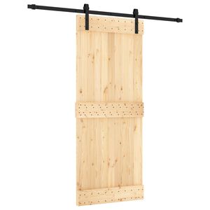 vidaXL Slīdo&scaron;ās durvis Dabiska un melna 85 x 210 cm Cieta priedes koks