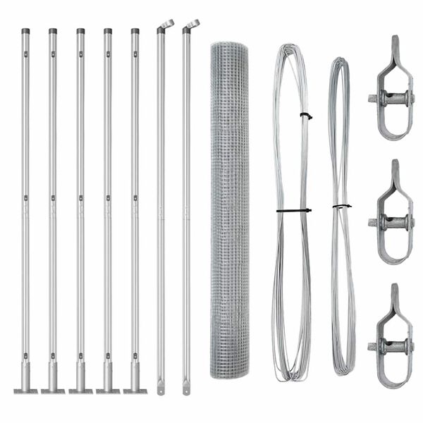 vidaXL Žoga āķis Sudraba 10 x 1 m (19 x 19 mm siets) Tērauds